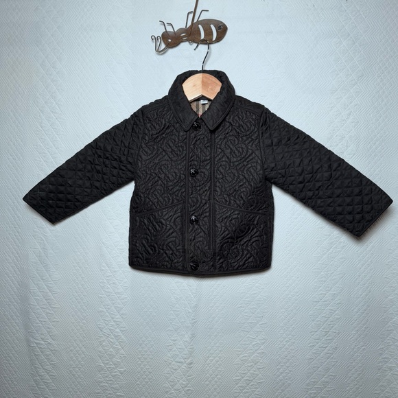 Kids Burberry Black with Trademark Plaid Quilted Jacket Size 2Y - Picture 2 of 16